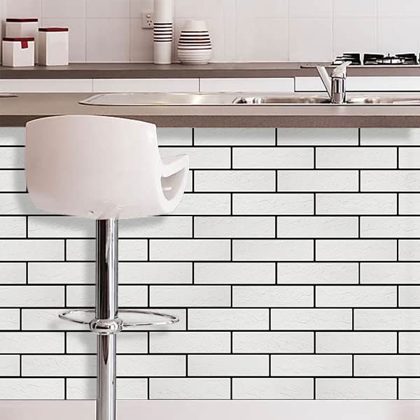 TORURAL 100 Old Town White Faux Brick Wall Tiles, 3D Thin Brick Veneers for Bedroom, Bathroom, Kitchen, Fireplace and Fence Wall Panels (14.2 sq ft)
