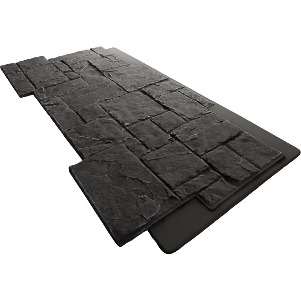 Ekena Millwork 49"W x 24 1/2"H x 1 1/4"D Castle Rock Stacked Stone, StoneWall Faux Stone Siding Panel, Slate Gray