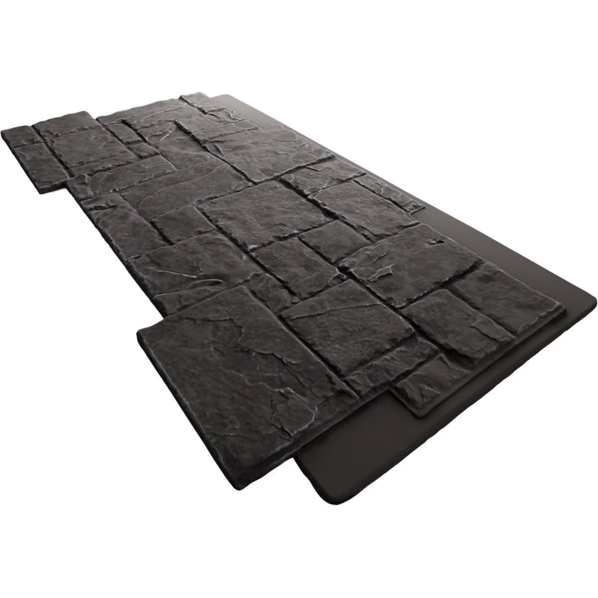 Ekena Millwork 49"W x 24 1/2"H x 1 1/4"D Castle Rock Stacked Stone, StoneWall Faux Stone Siding Panel, Slate Gray