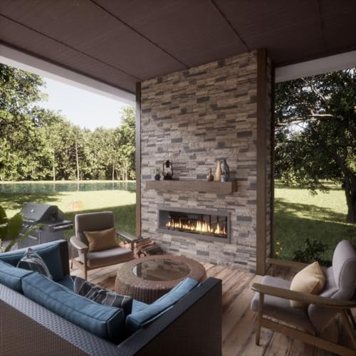 Ekena Millwork 48 5/8"W x 24 3/4"H x 1 1/4"D Cascade Stacked Stone, StoneWall Faux Stone Siding Panel, Smokey Ridge