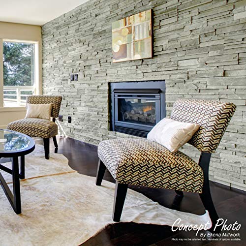 Ekena Millwork 49"W x 24 1/2"H x 1 1/4"D Castle Rock Stacked Stone, StoneWall Faux Stone Siding Panel, Slate Gray