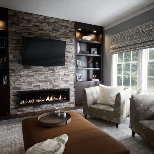 Ekena Millwork 48 5/8"W x 24 3/4"H x 1 1/4"D Cascade Stacked Stone, StoneWall Faux Stone Siding Panel, Smokey Ridge