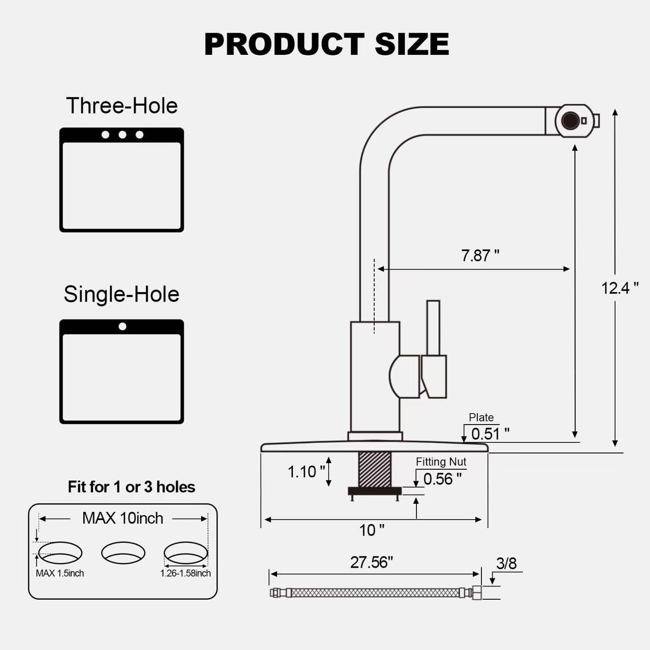 AVSIILE Brushed Nickel Single Hole Kitchen Faucets with Pull Down Sprayer, Single Handle, High Flow Water, Pull Out Tap, Waterfall Stainless Steel Sink Faucet for Farmhouse Camper Laundry Rv Bar