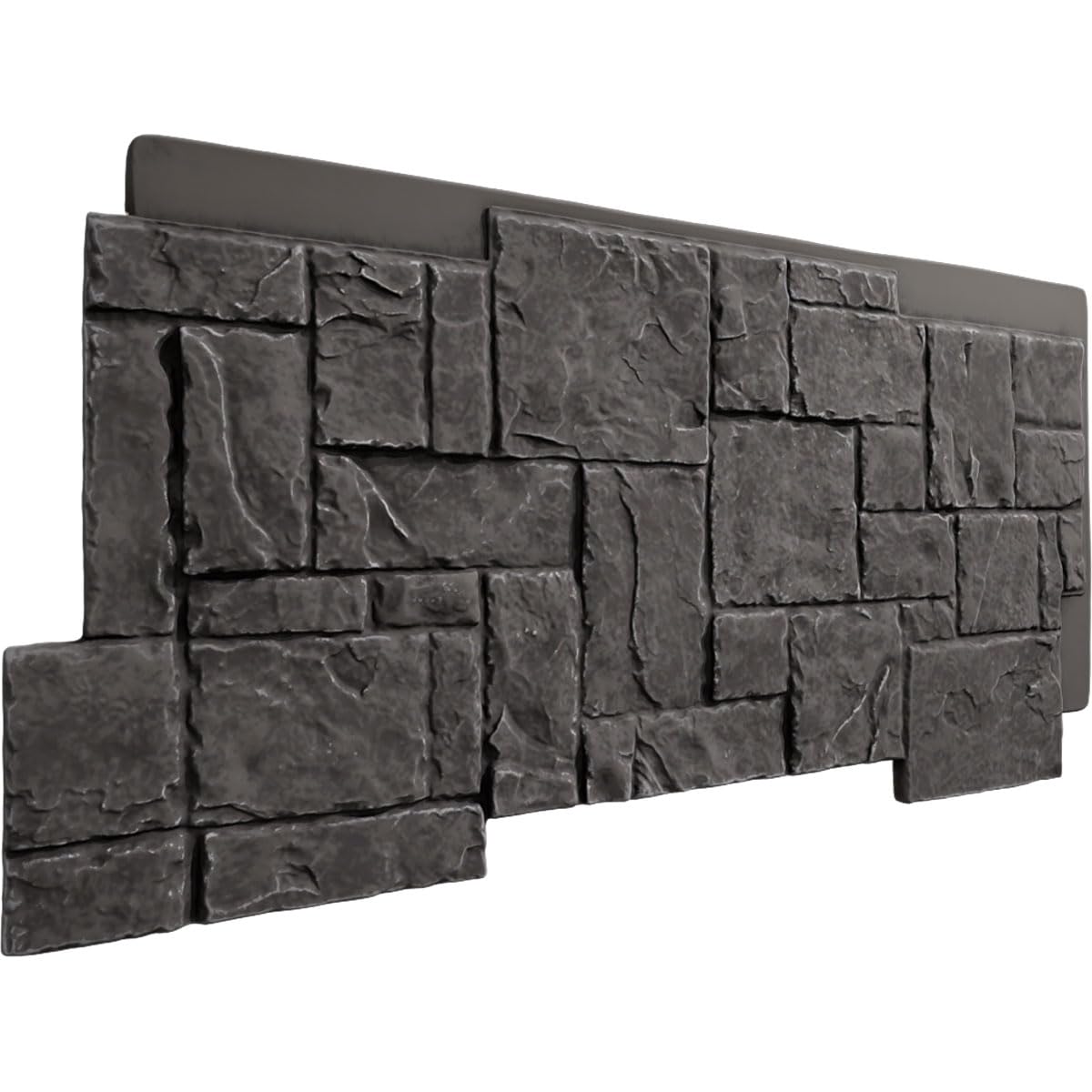 Ekena Millwork 49"W x 24 1/2"H x 1 1/4"D Castle Rock Stacked Stone, StoneWall Faux Stone Siding Panel, Slate Gray