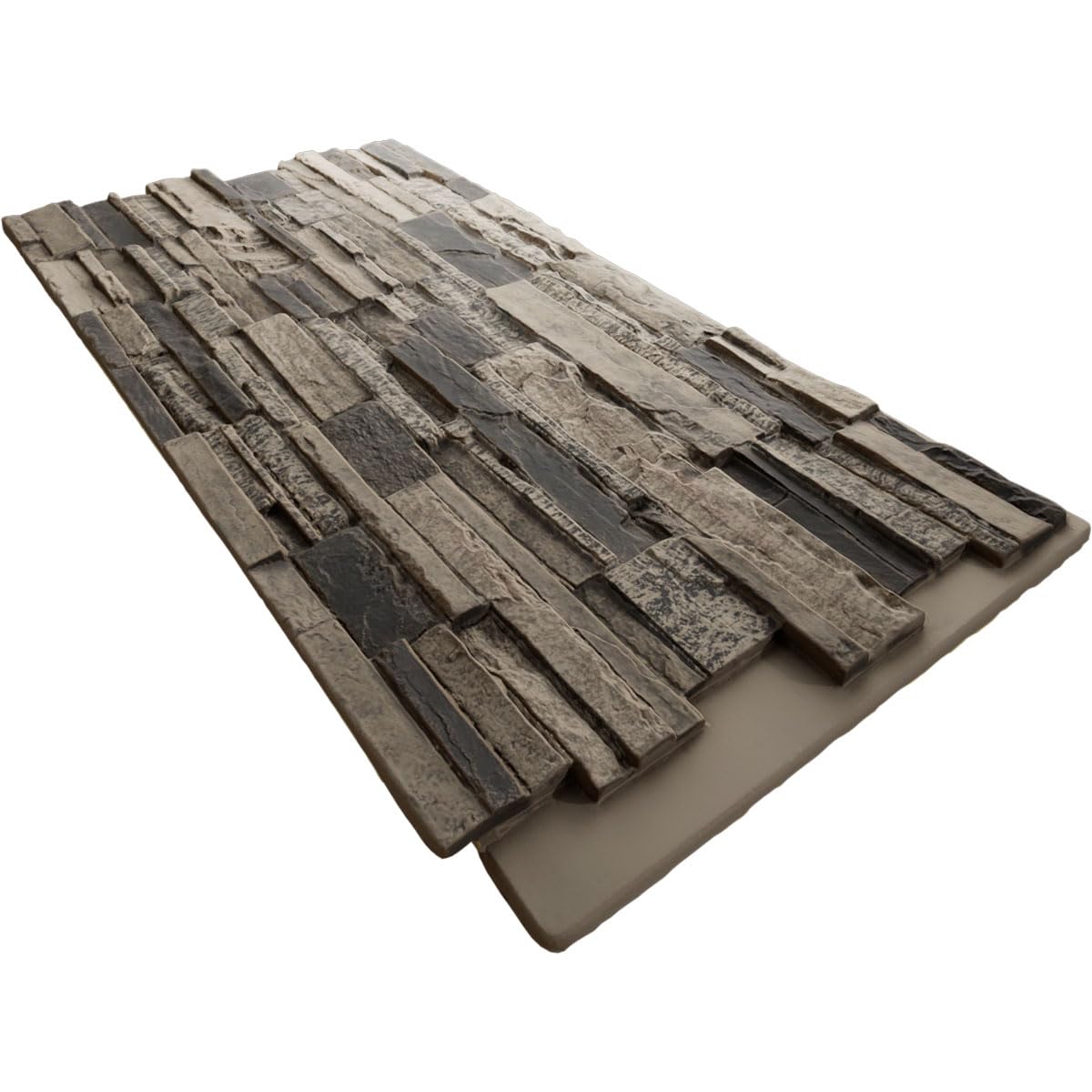 Ekena Millwork 48 5/8"W x 24 3/4"H x 1 1/4"D Cascade Stacked Stone, StoneWall Faux Stone Siding Panel, Smokey Ridge