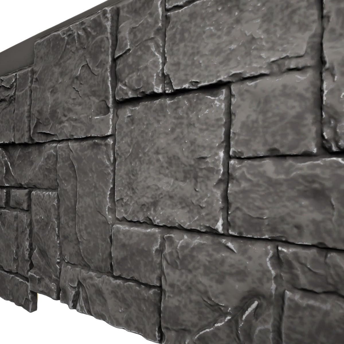 Ekena Millwork 49"W x 24 1/2"H x 1 1/4"D Castle Rock Stacked Stone, StoneWall Faux Stone Siding Panel, Slate Gray