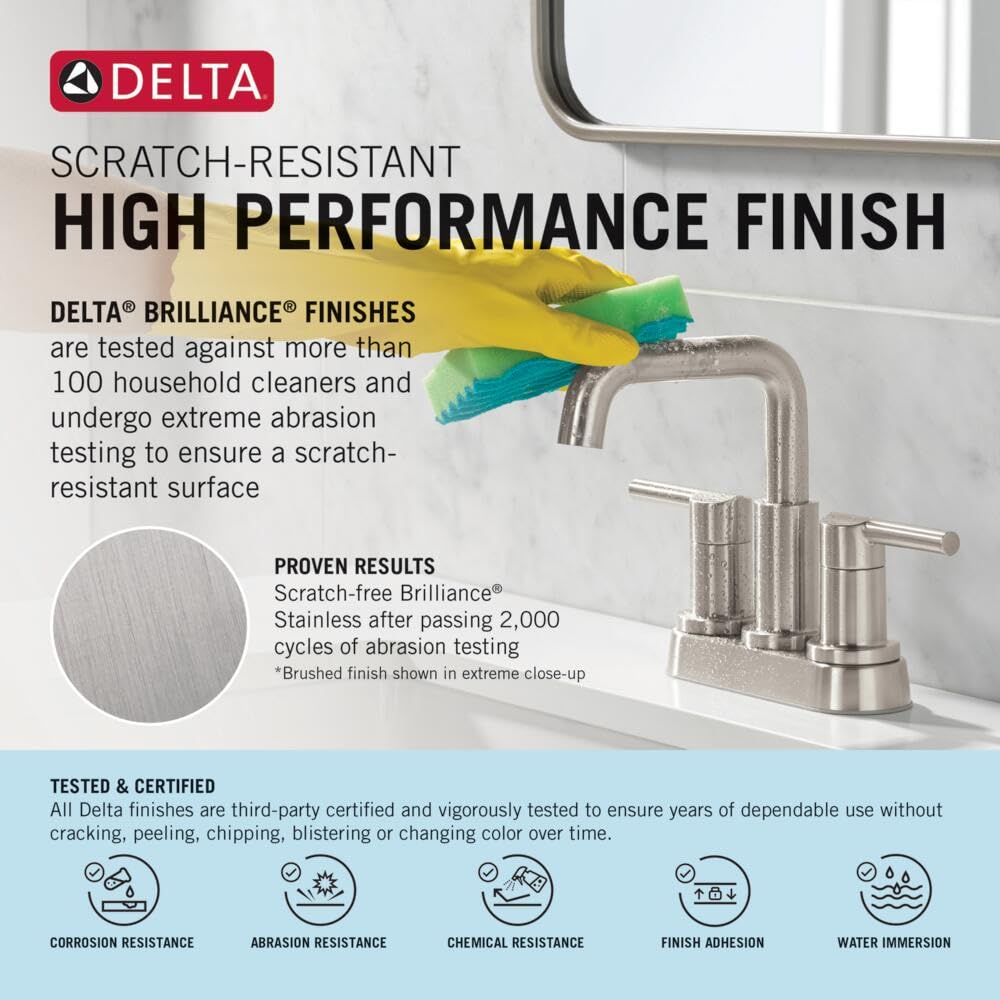 Delta Nicoli Brushed Gold Faucet 3 Hole, 8 Inch Widespread Bathroom Sink Faucet for Vanity, Push-Pop Drain Assembly, Champagne Bronze 35849LF-CZ