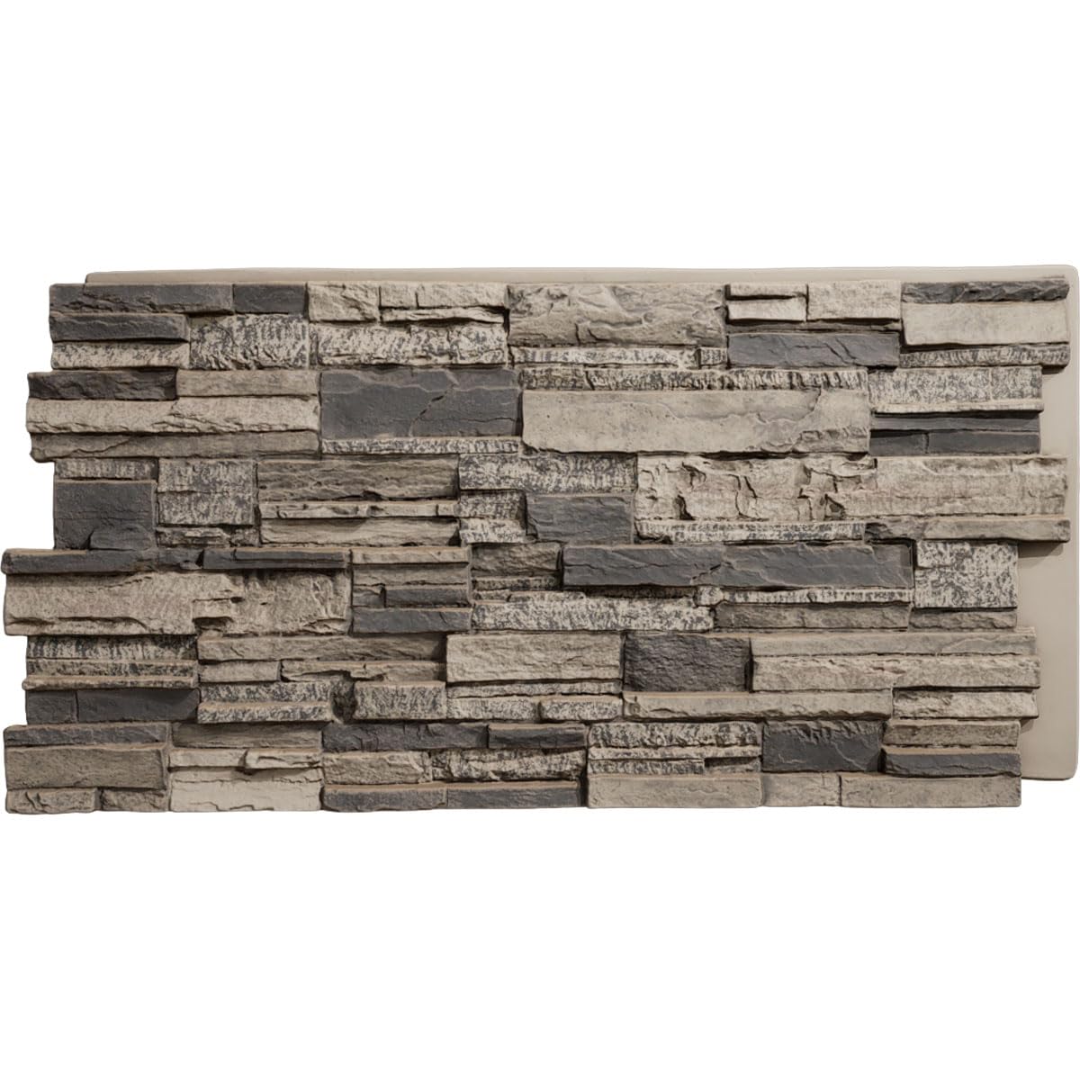 Ekena Millwork 48 5/8"W x 24 3/4"H x 1 1/4"D Cascade Stacked Stone, StoneWall Faux Stone Siding Panel, Smokey Ridge