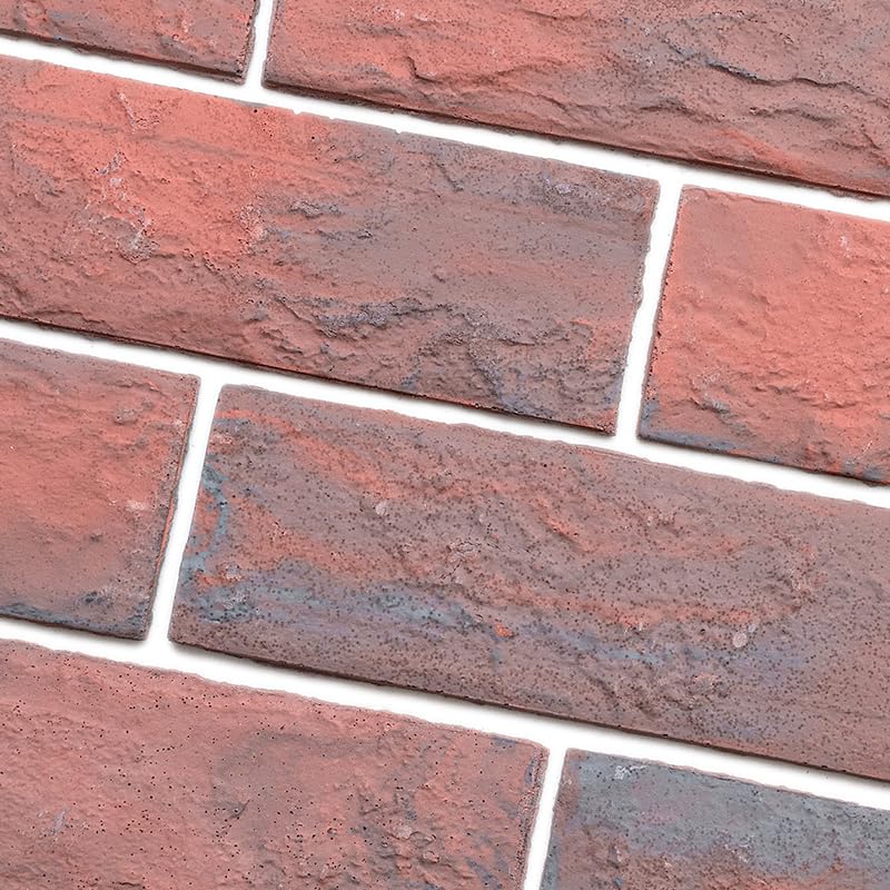 TORURAL 60 Thin Brick Wall Tiles, Manufactured Stone Handmade Brick Veneers for Bedroom, Bathroom, Kitchen, Fireplace and Fence Wall Panels (2, Red/Grey)