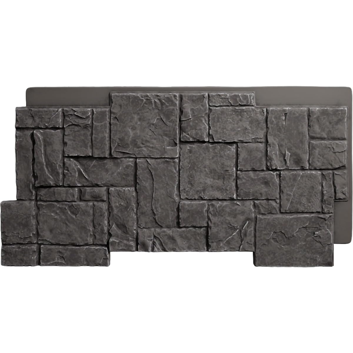 Ekena Millwork 49"W x 24 1/2"H x 1 1/4"D Castle Rock Stacked Stone, StoneWall Faux Stone Siding Panel, Slate Gray