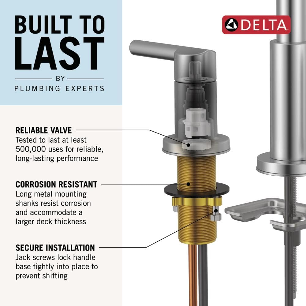 Delta Nicoli Brushed Gold Faucet 3 Hole, 8 Inch Widespread Bathroom Sink Faucet for Vanity, Push-Pop Drain Assembly, Champagne Bronze 35849LF-CZ