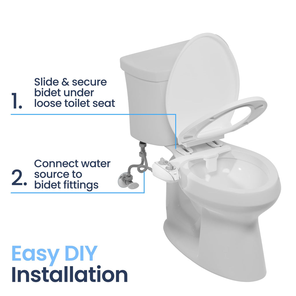 LUXE Bidet NEO 185 Plus - Patented Bidet Attachment for Toilet Seat, Innovative Hinges to Clean, Slide-in Easy Install, Advanced 360° Self-Clean, Dual Nozzles, Feminine & Rear Wash (Chrome)