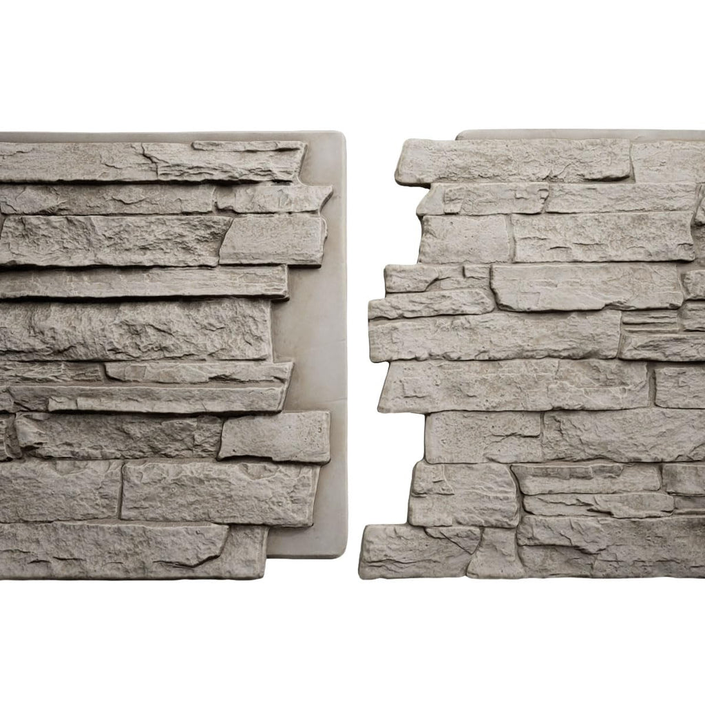 Ekena Millwork 49"W x 25 1/2"H x 1 1/4"D Acadia Ledge Stacked Stone, StoneWall Faux Stone Siding Panel, Sandstone