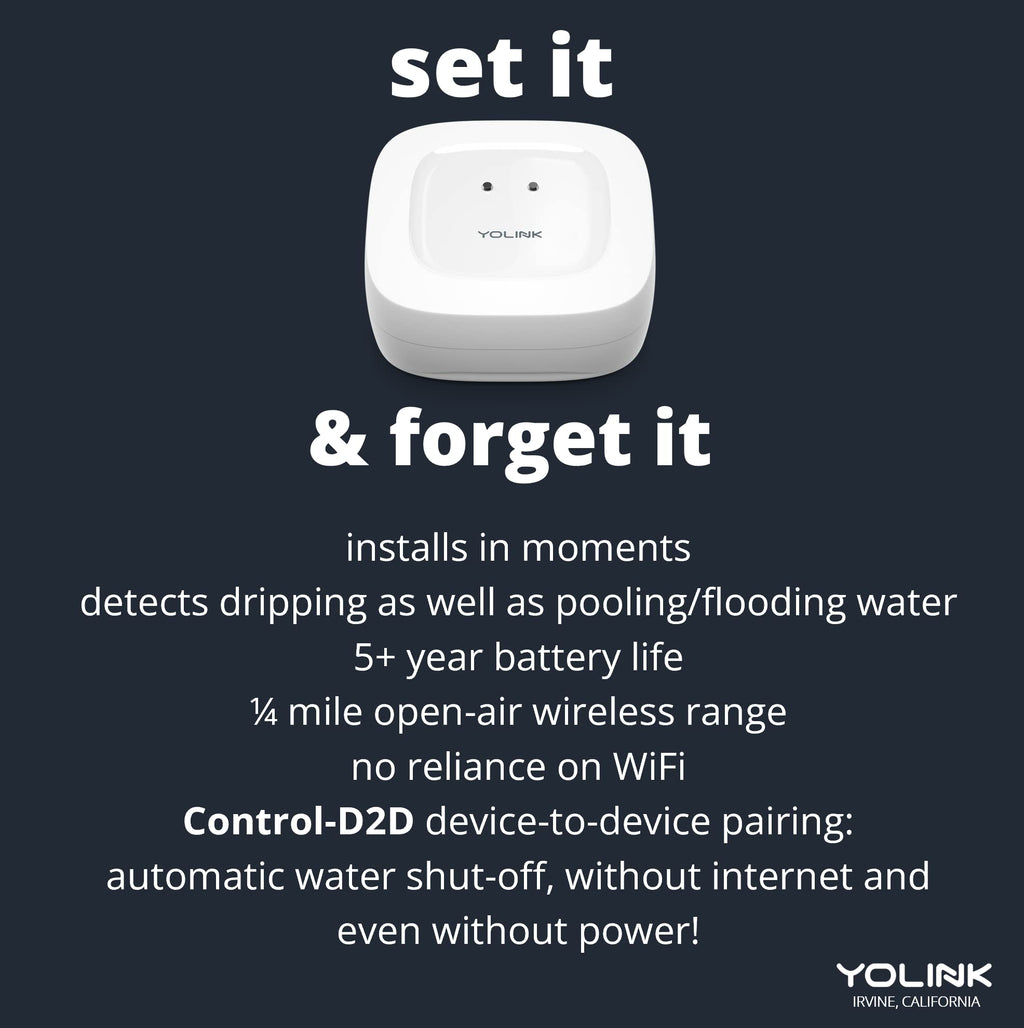 YoLink Smart Home Starter Kit: Hub & Water Leak Sensor 4-Pack, SMS/Text, Email & Push Notifications, LoRa Up to 1/4 Mile Open-Air Range, w/Alexa, IFTTT, Home Assistant