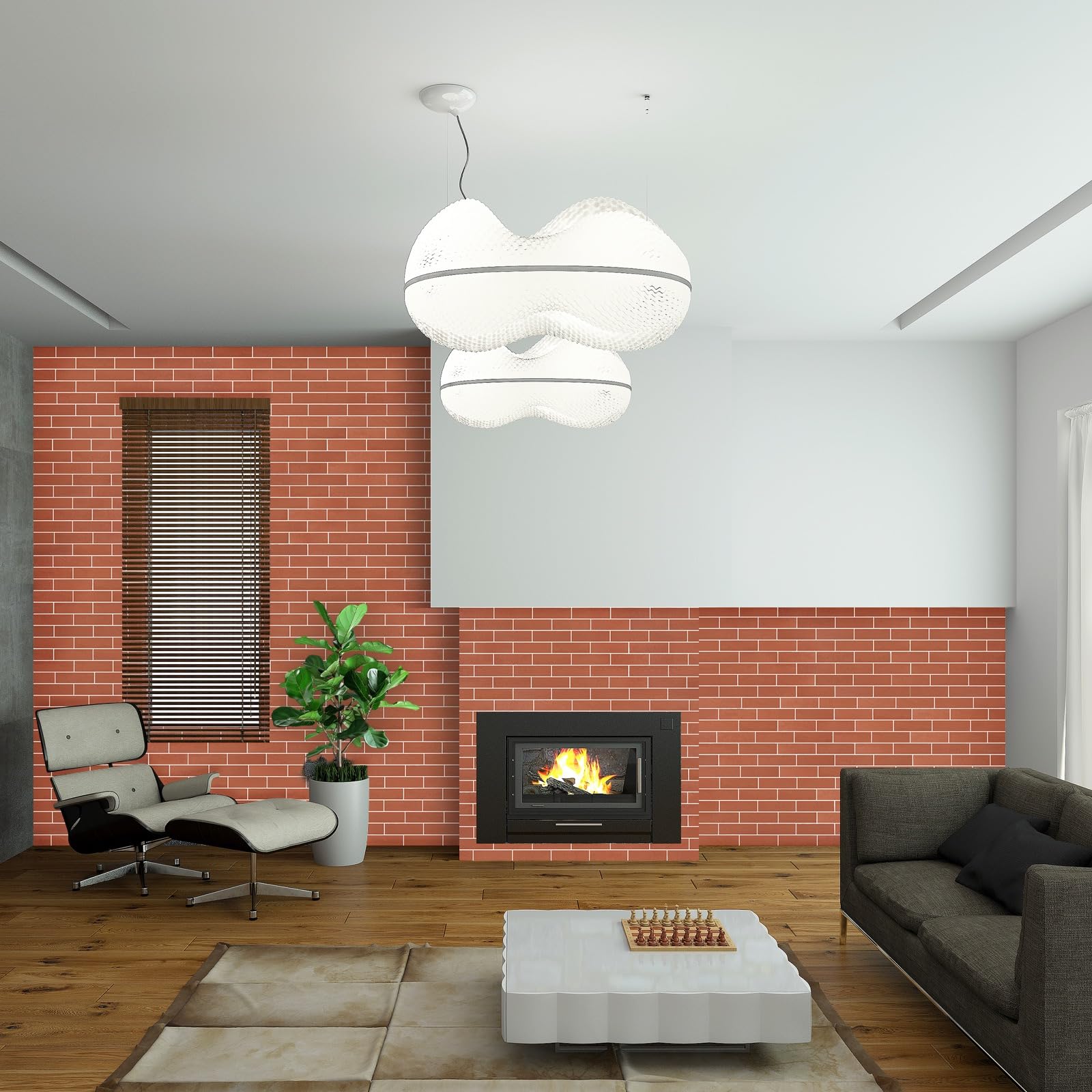 Zoeteoz 17 Pcs Faux Thin Brick Tiles Veneers, 2.38 Sq.ft, Realistic Brick Texture and Lightweight, Indoor Outdoor Decorative, Brick Veneer for Interior Walls, Facade, Garage, Chimney (Orange Red)