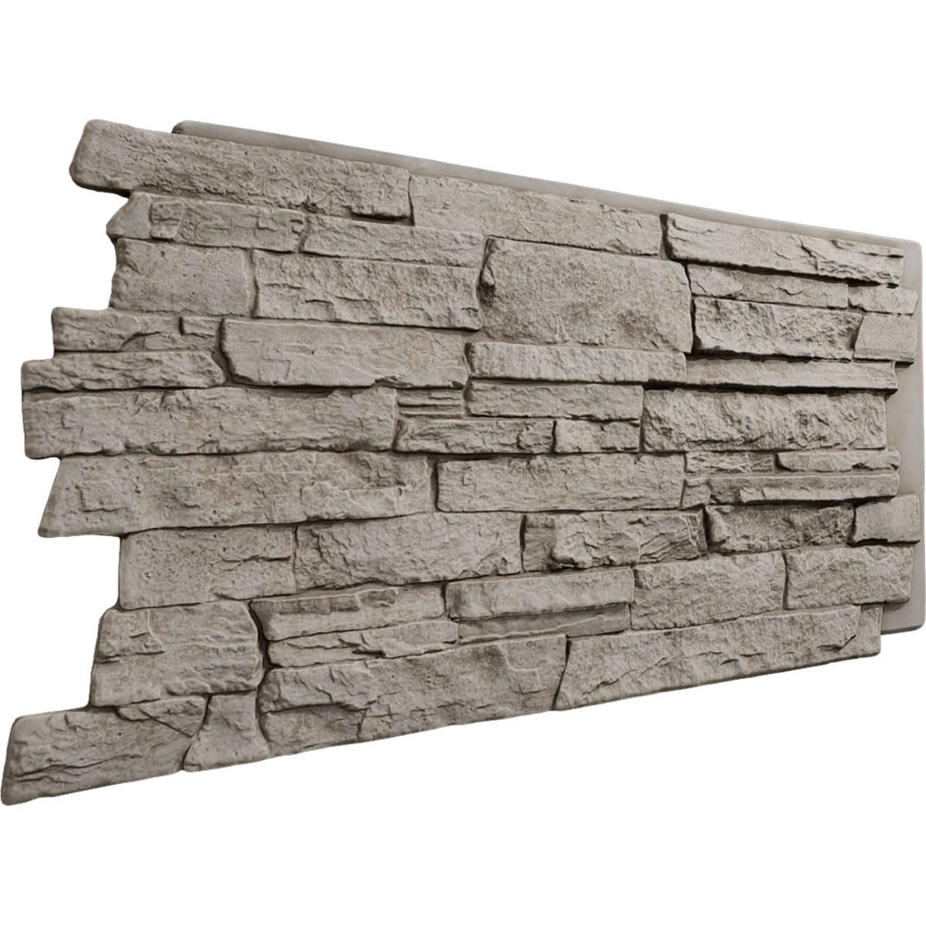 Ekena Millwork 49"W x 25 1/2"H x 1 1/4"D Acadia Ledge Stacked Stone, StoneWall Faux Stone Siding Panel, Sandstone