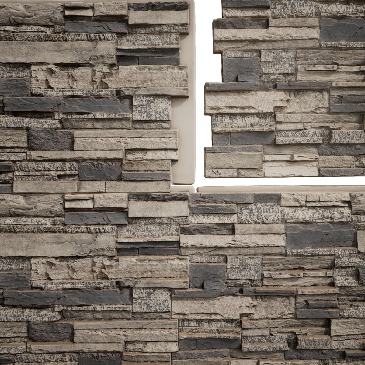 Ekena Millwork 48 5/8"W x 24 3/4"H x 1 1/4"D Cascade Stacked Stone, StoneWall Faux Stone Siding Panel, Smokey Ridge