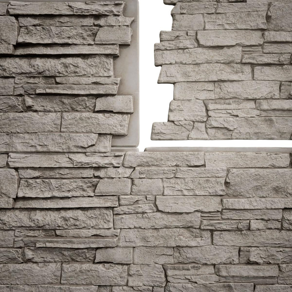 Ekena Millwork 49"W x 25 1/2"H x 1 1/4"D Acadia Ledge Stacked Stone, StoneWall Faux Stone Siding Panel, Sandstone