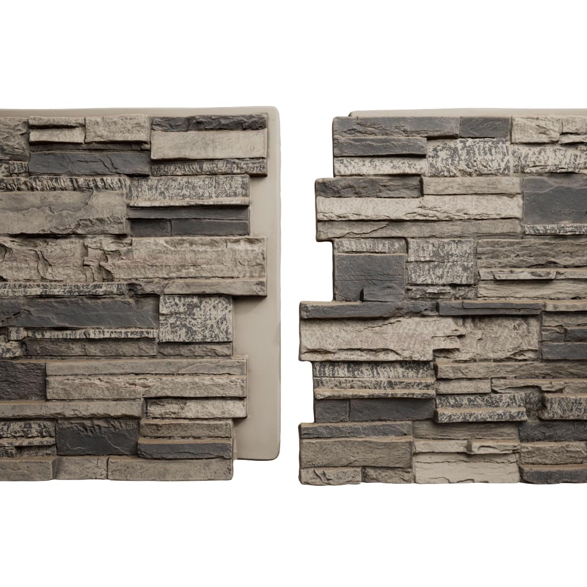 Ekena Millwork 48 5/8"W x 24 3/4"H x 1 1/4"D Cascade Stacked Stone, StoneWall Faux Stone Siding Panel, Smokey Ridge