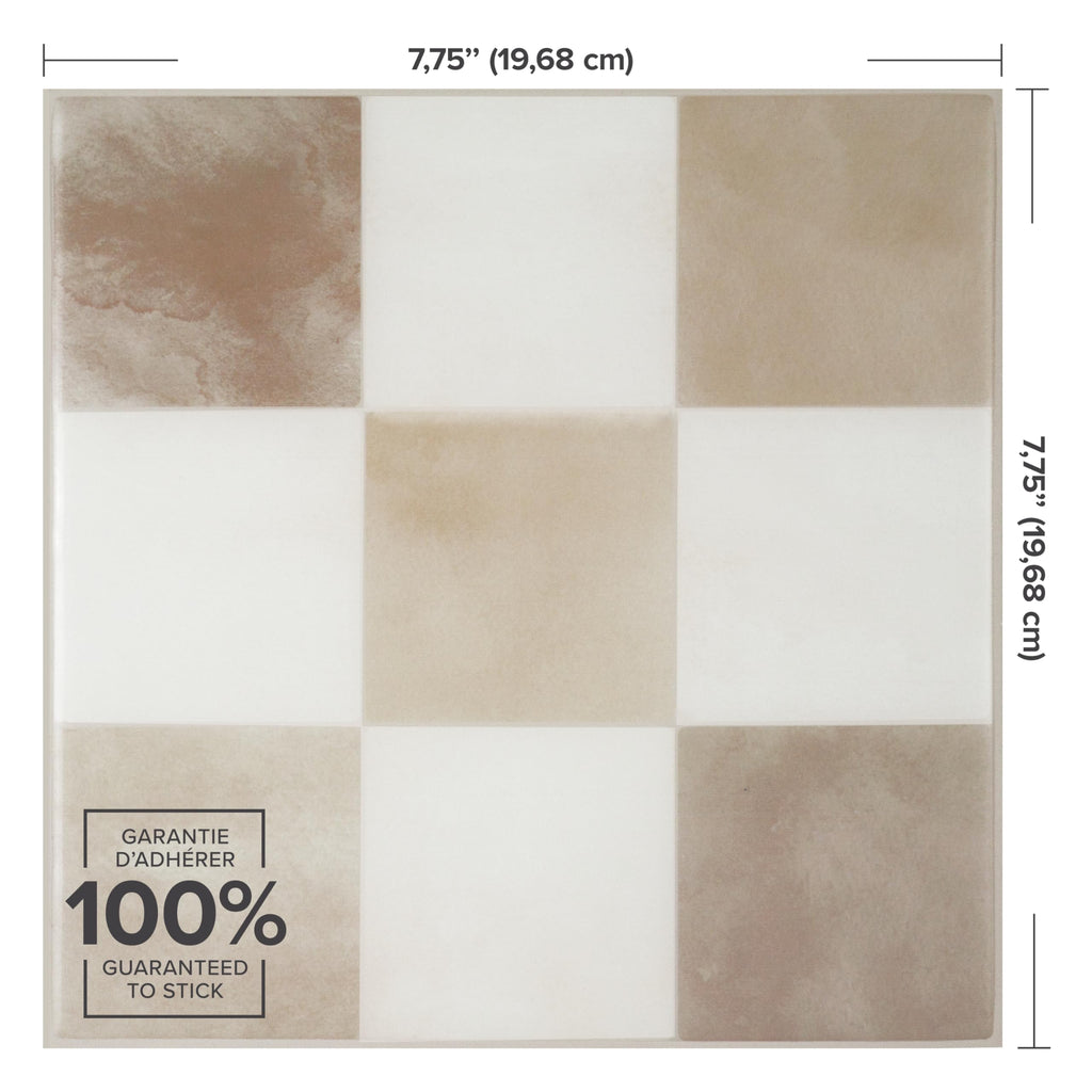 SMART TILES Peel and Stick Backsplash - 5 Sheets of 7,75" x 7,75" - 3D Adhesive Peel and Stick Tile Backsplash for Kitchen, Bathroom, Wall Tile, Checkered