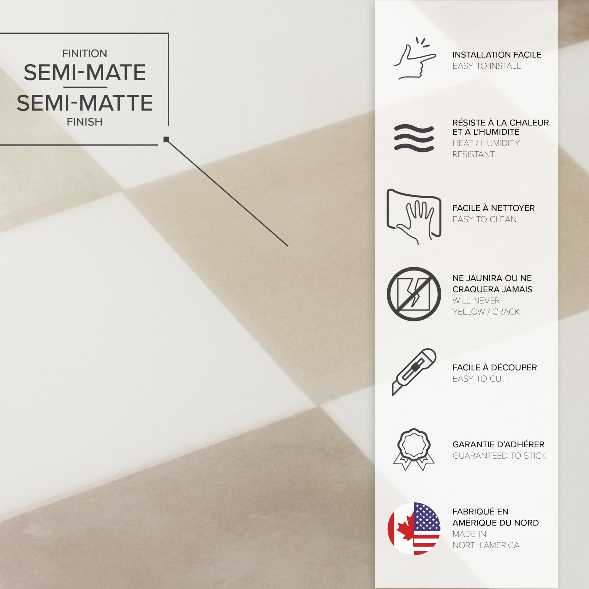 SMART TILES Peel and Stick Backsplash - 5 Sheets of 7,75" x 7,75" - 3D Adhesive Peel and Stick Tile Backsplash for Kitchen, Bathroom, Wall Tile, Checkered
