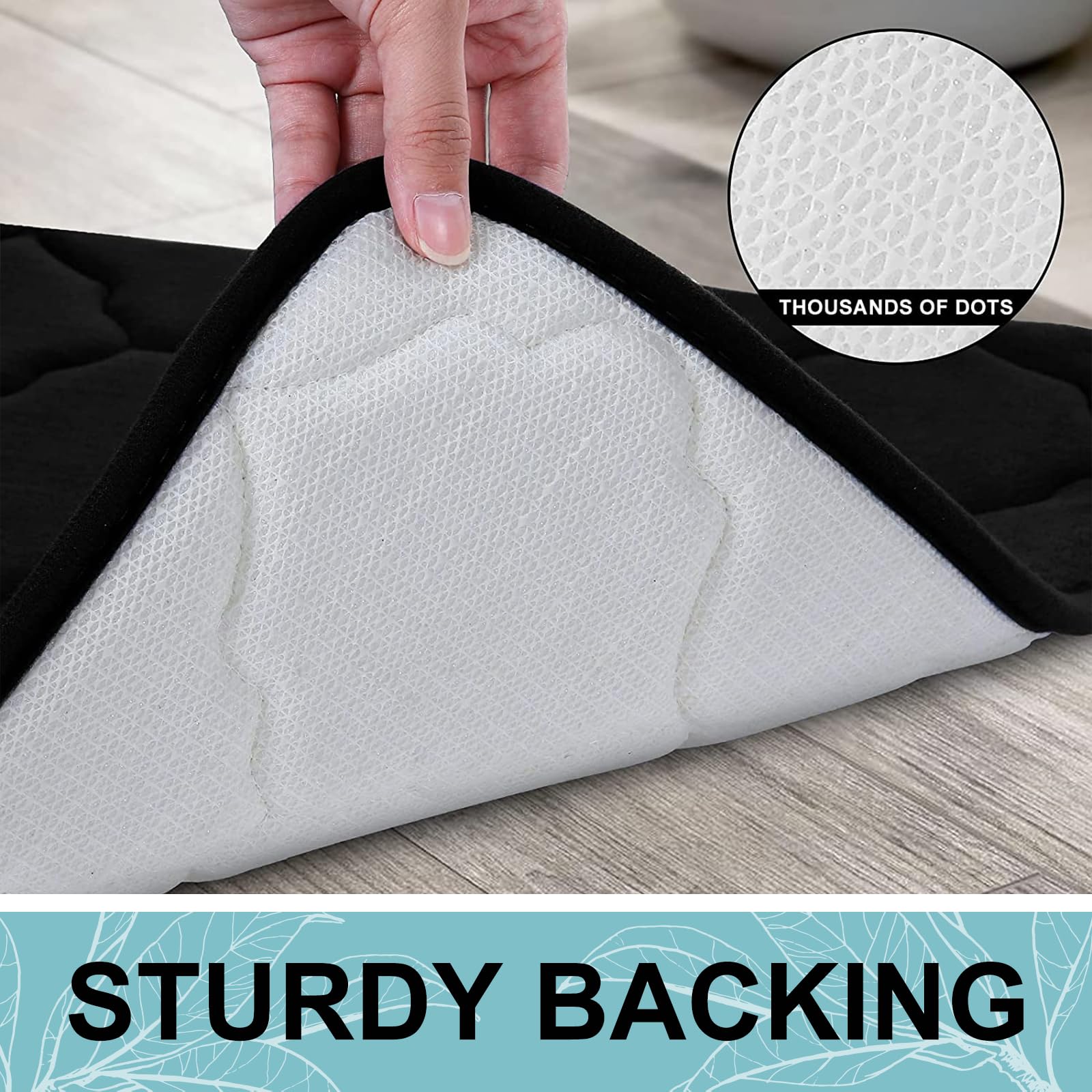 OLANLY Memory Foam Bath Mat Rug 24x16, Ultra Soft and Absorbent Bathroom Rugs, Non-Slip, Comfortable, Machine Washable Bath Carpet for Bathroom Floor, Tub, Shower and Home Decor Accessories, Black