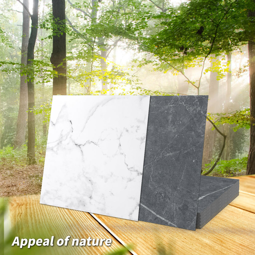 Art3d Peel and Stick Vinyl Floor Tiles 30-Pack 12 x 12 inch, Self Adhesive Waterproof Flooring Planks for Kitchen, Dining Room, Bedrooms, Cover 30 Sq. Ft, Black & White Marble (15 Tiles per Color)