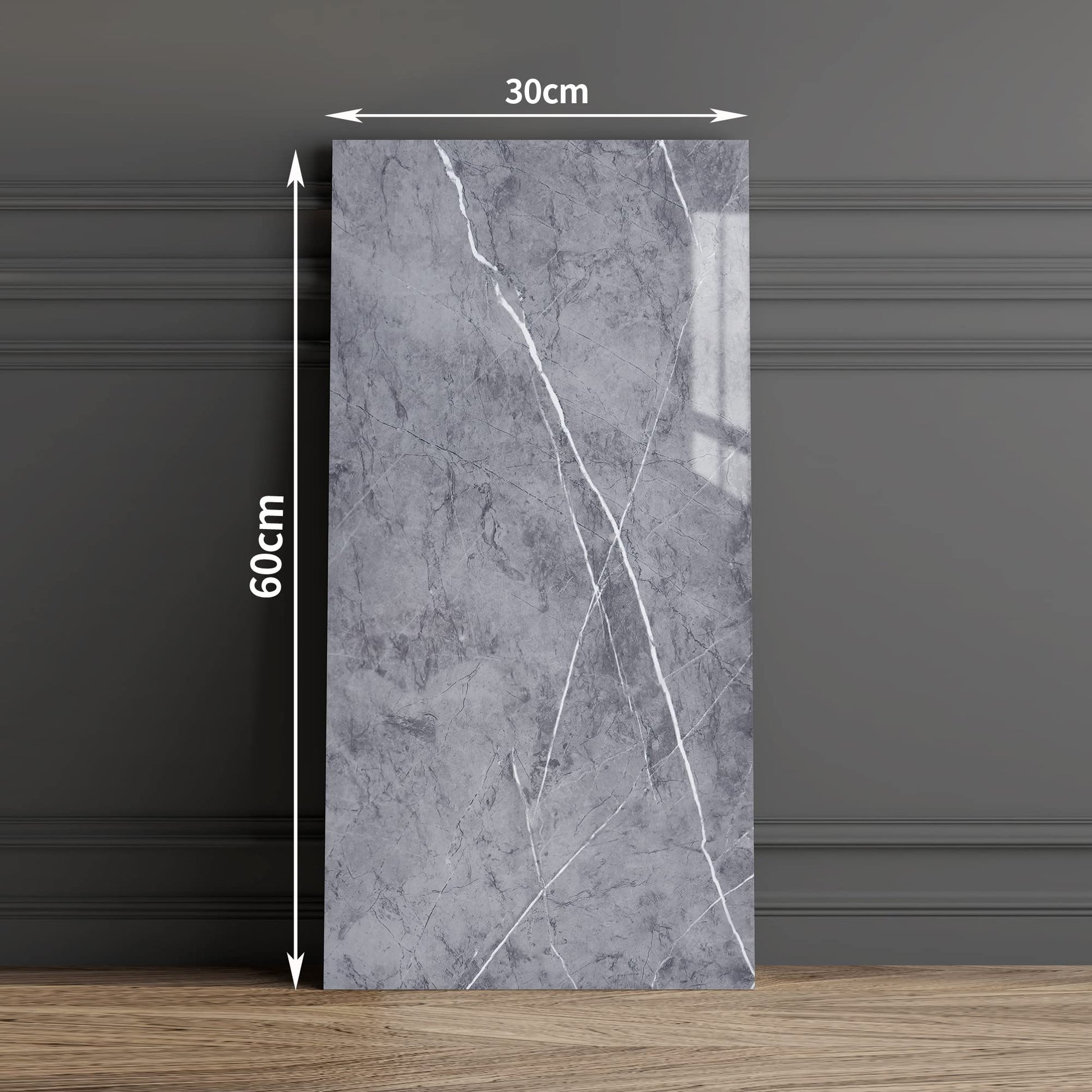 Haimin Wall Panels Peel and Stick 20 Pieces 23.6x11.8in (38.7 Sq. Ft. Coverage) Backsplash Marble Look Tile（not Real Marble, Ideal for Kitchen Bathrooms Living Rooms Bedrooms (Gray-YSH)