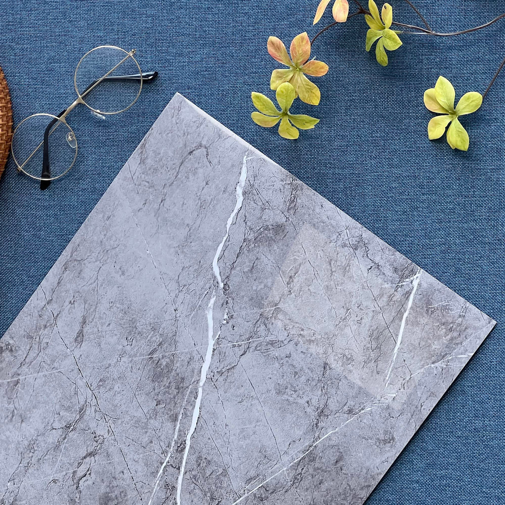 Haimin Wall Panels Peel and Stick 20 Pieces 23.6x11.8in (38.7 Sq. Ft. Coverage) Backsplash Marble Look Tile（not Real Marble, Ideal for Kitchen Bathrooms Living Rooms Bedrooms (Gray-YSH)