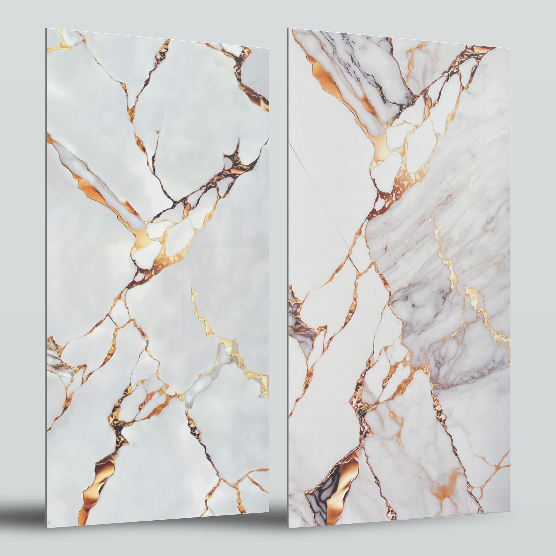 UV WALL PANEL WHITE MARBLE & GOLD STRIPES